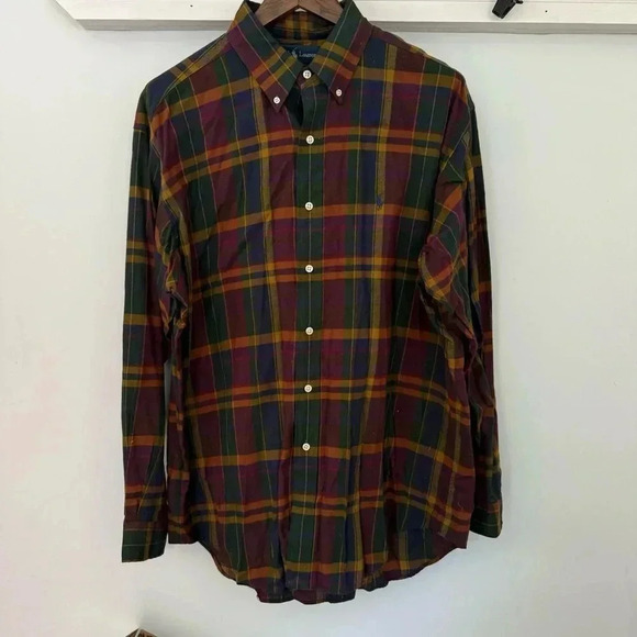 Ralph Lauren Blake 100% Cotton Tartan Plaid Button-Down Shirt Men's Size L - Picture 2 of 7